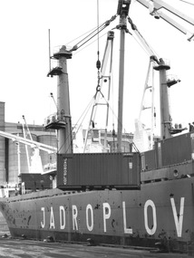 Photograph - Photograph - crane loading container onto the ship 'Jadroplov', 1980s