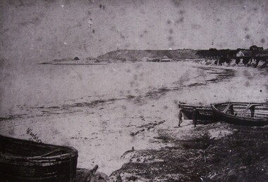 Photograph - Photograph - lighter and fishing Boats on the beach at Portland, c. 1870