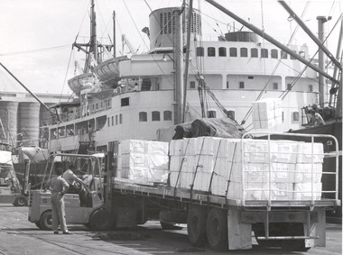 Photograph - Photograph - Croftonkraft containers loaded onto a ship, n.d