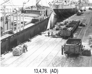 Photograph - Photograph - Loading Golden Castle bagged rice, 1976