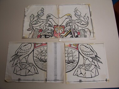 Drawing - Cartoon, Portland Fibre Group, Portland Coat of Arms Tapestry Cartoon, 1996