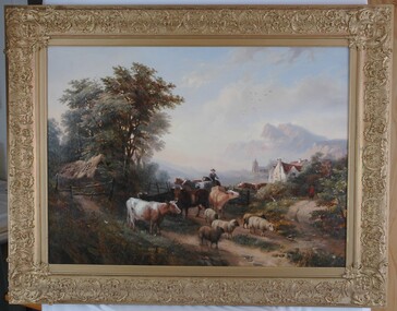 Painting, W.V. Tippel (?), English Farm Scene, 1853