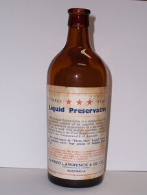 Functional object - Bottle, Three Star Liquid Preservative, n.d