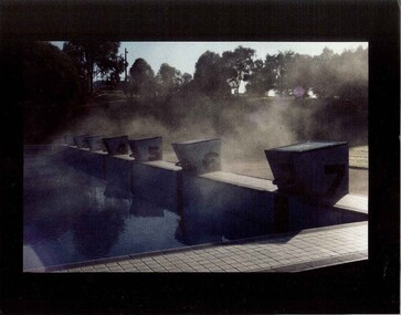 Photograph - Photograph - View of geothermally-heated swimming pool with diving blocks, n.d