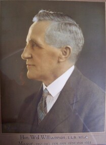 Photograph - Photograph - Hon. W.J. Williamson, LLB MLC, Mayor 1912-14, 1999-1922, Mendelssohn, 1920s