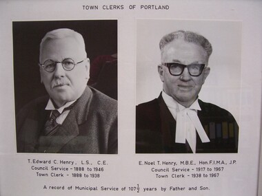 Photograph - Photograph - Town Clerks of Portland: T.E.C. Henry & E.N.T. Henry, 1960s