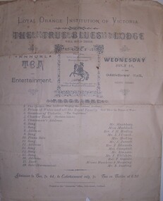Programme - Programme - Loyal Orange Institution of Victoria "True Blues" Lodge Annual Tea and Entertainment Programme, c. 1900