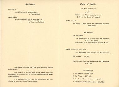 Programme - Programme - St Stephen's Church ordination, Mar-58