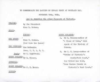 Programme - Programmes - Henty Commemoration Dinner 1970, 21 November 1970