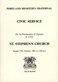 Programme - Order of service - Proclamation of Portland as a city 1985, Oct-85