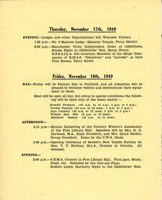 Programme - Programme - Back to Portland 1949, Victoria, Nov-49