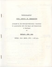 Programme - Programme - Portland Civic Service of Thanksgiving, n.d