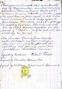 Legal record - Contract of Sale - Vivian Saddlery Business purchase, 17/05/1912