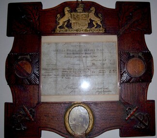 Certificate - Draft certificate of reward - Admella Relief and Reward Fund, 1859