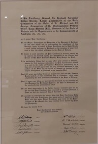 Work on paper - Certificate of Welcome to Sir Reginald Alexander Dallas Brooks from Councillors and Mayor, Borough of Portland, 1949