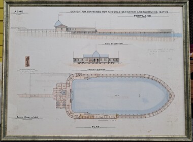 Drawing, ACME, Design for Combined Hot and Cold Seawater and Swimming Baths - Portland, c. 1888