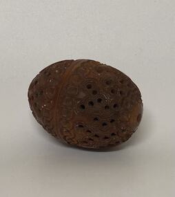 Decorative object - Carved Kokea Nut Pomander, c1870