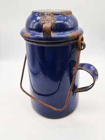 Domestic object - Enamel pot and lid