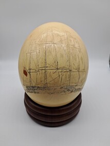 Artwork, other - Scrimshaw Ostrich Egg, Captain William Wilkinson, c. 1840
