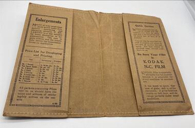 Ephemera - Photograph storage sleeve, unknown