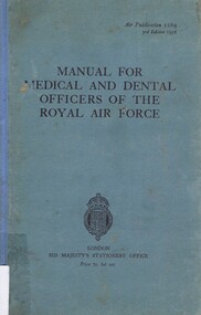 Book - Manual, Manual for Medical and Dental Officers of the Royal Air Force, 1938_