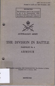 Book - Pamphlet, The Division in battle; pamphlet No 4: Armour, 1965