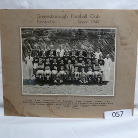 Photograph, Greensborough Football Club Runners-Up Season 1949, 1949_