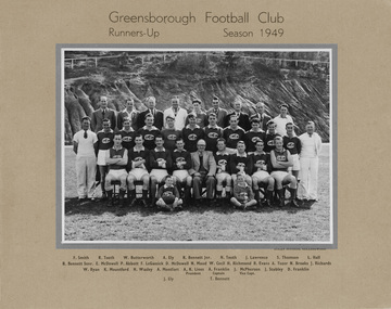 Photograph, Greensborough Football Club Runners-Up Season 1949, 1949_