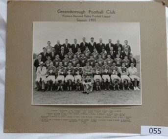Photograph - Team photograph, Greensborough Football Club Premiers Diamond Valley Football League 1955, 1955_