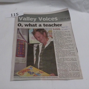 Newspaper - Newspaper clipping, Diamond Valley Leader, O, what a teacher by Jasmin Burge, 12/10/2011