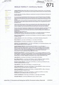 Article - Genealogical chart, Beale Family - Anthony Beale, 03/11/1790o