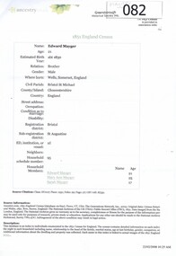 Document - Census, Edward Mayger: 1851 England Census, 1830o