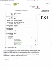 Administrative record - Census, Alfred Mayger: 1841 England Census, 1841_
