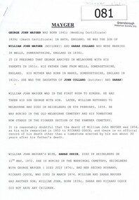 Document - Genealogical document, Mayger, 1839o