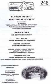 Newsletter, Eltham District Historical Society Newsletter 2011, 2011