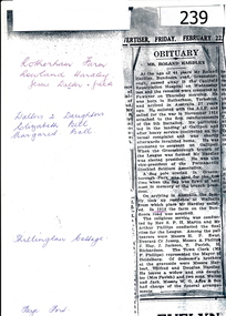 Genealogical document, Roland Hardley, 22/02/1935
