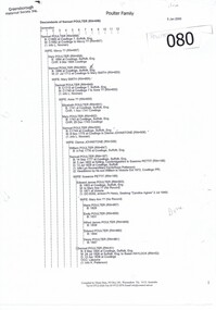 Document - Genealogical chart, Descendents of Samuel Poulter, 2000
