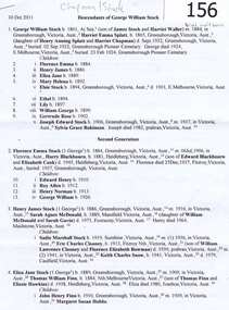 Genealogical chart, Descendants of George William Stock, 1861o