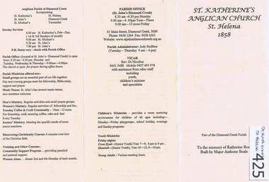 Leaflet, St Katherine's Anglican Church St Helena 1858, 1858o