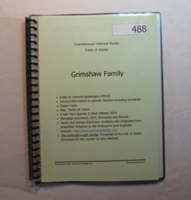 Folder, Grimshaw Family, 1849o