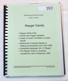 Document - Folder, Mayger Family, 1840o