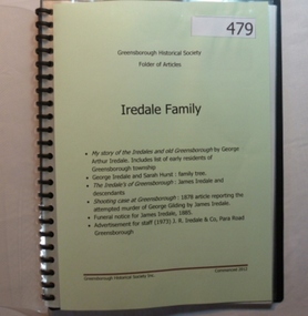 Folder, Iredale Family, 1878o