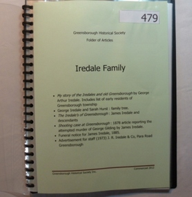 Folder, Iredale Family, 1878o