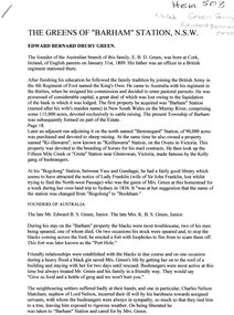 Article, The Greens of "Barham" Station, N.S.W, 2012
