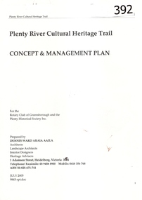 Report, Plenty River Cultural Heritage Trail : Concept & management plan, 2005_07