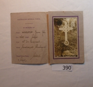 Document, Certificate of Marriage, and, In Memory card from Australian Imperial Force, 1910-1918