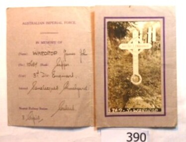 Document, Certificate of Marriage, and, In Memory card from Australian Imperial Force, 1910-1918