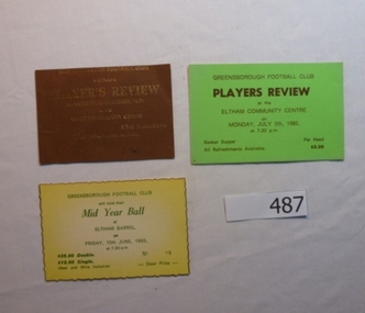 Tickets, Greensborough Football Club event tickets, 1980s