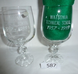 Glasses, Watsonia Technical School glasses WaTECH, 1957-1989