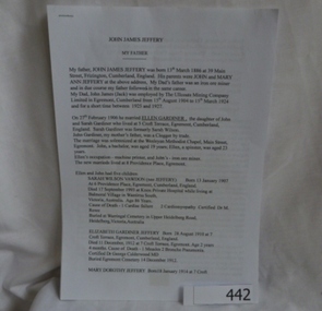 Genealogical document, John James Jeffery, 1957o